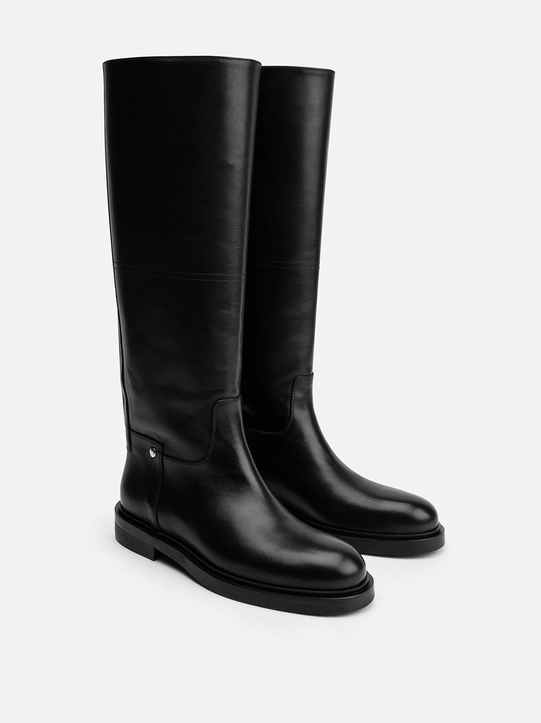 Eve Black Calf Leather Tall Boots – Top View – POEVE Collection