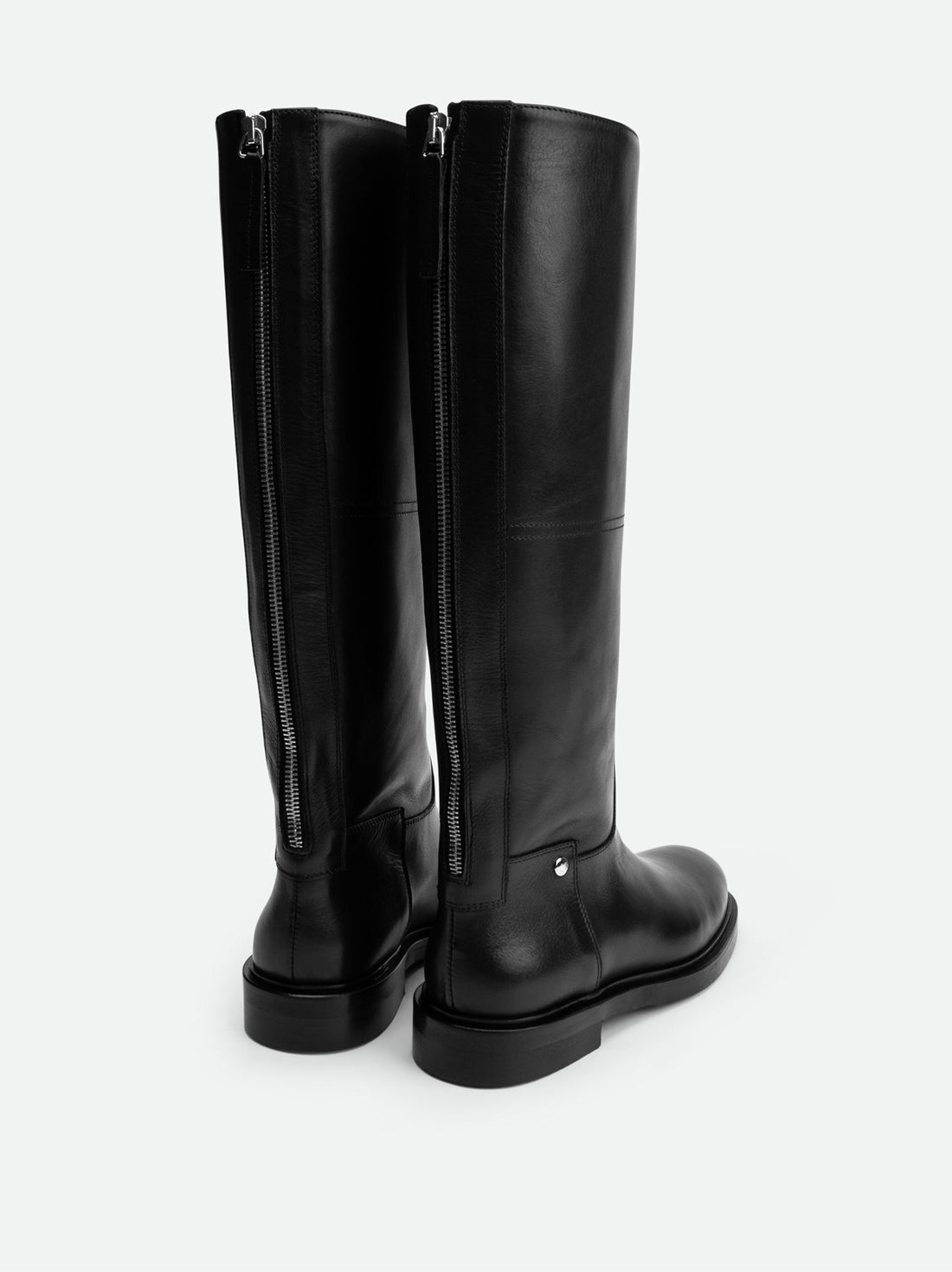 Eve Black Calf Leather Tall Boots – Back View – POEVE Collection