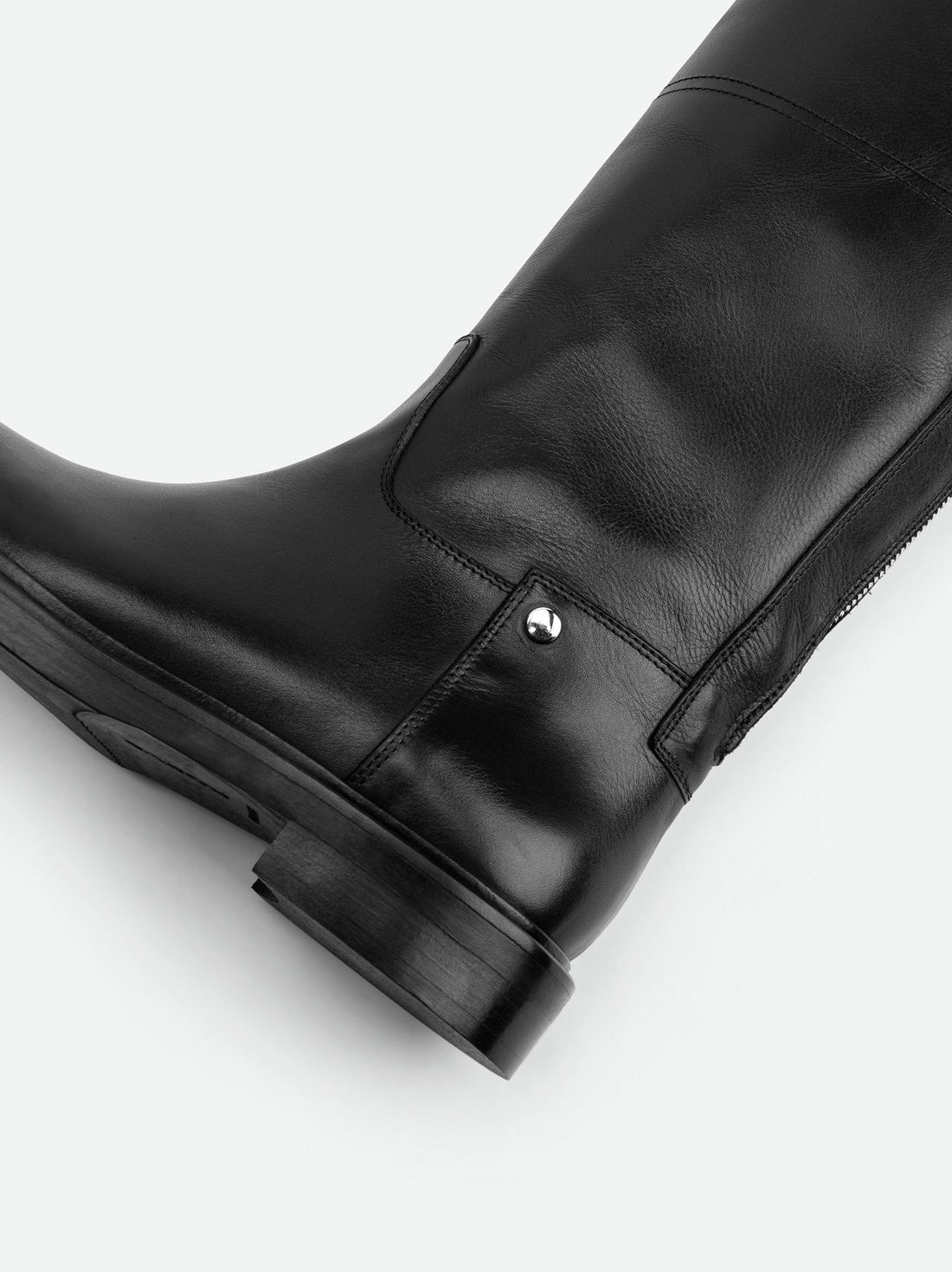 Eve Black Calf Leather Tall Boots – Detail View – POEVE Collection