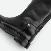Eve Black Calf Leather Tall Boots – Detail View – POEVE Collection