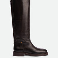 Eve Dark Brown Calf Leather Tall Boots – Side View – POEVE Collection