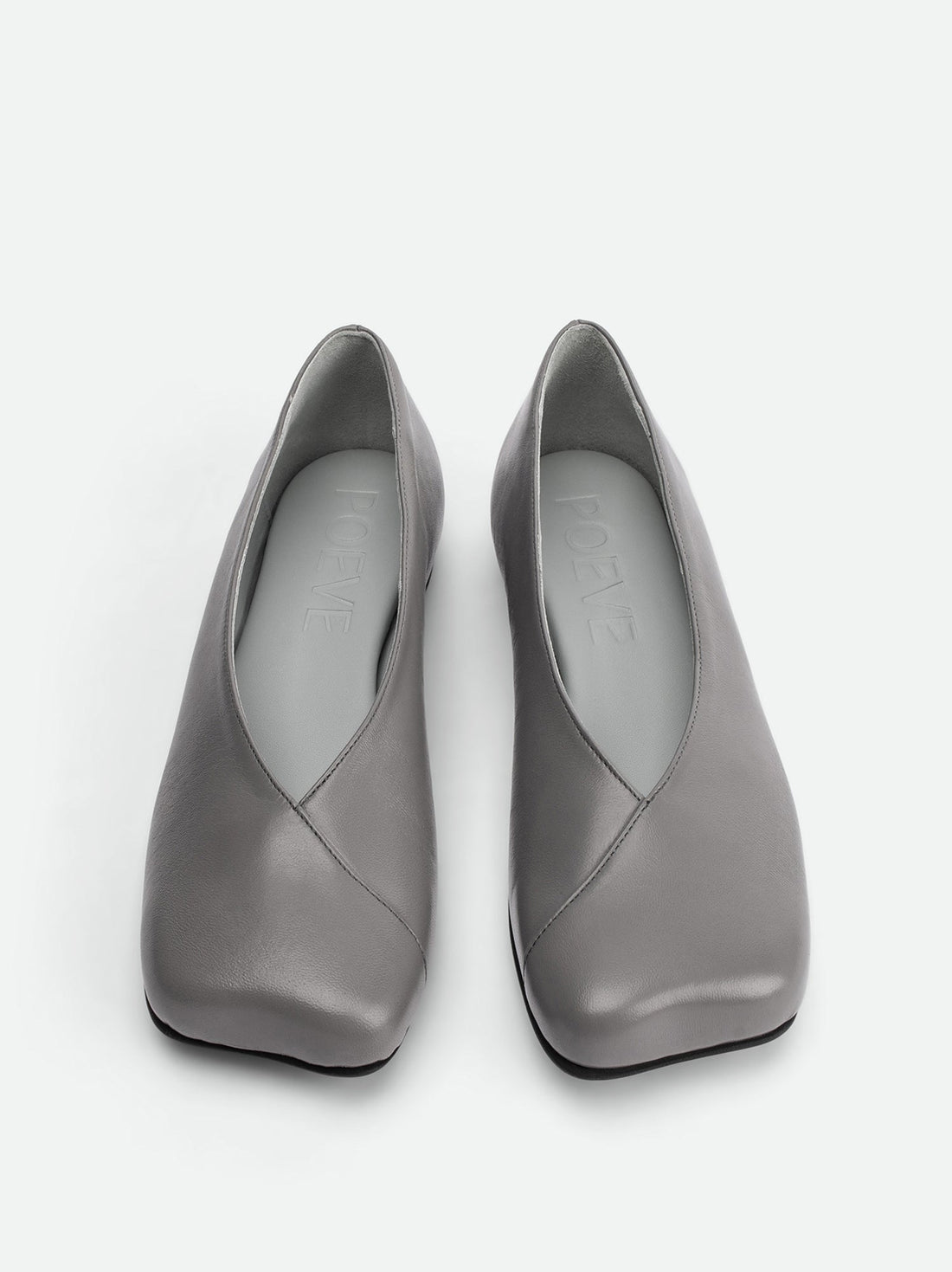 Antonia Grey Leather Ballerinas - Top View - POEVE Collection