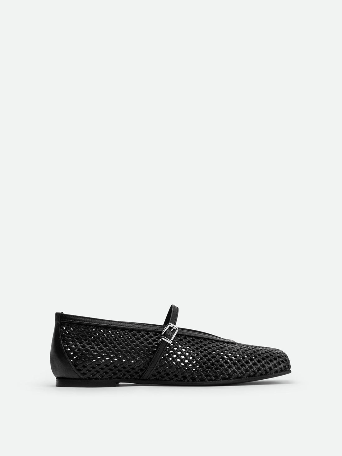 Lume Black Perforated Leather Ballerinas - Side View - POEVE Collection