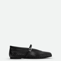 Lume Black Perforated Leather Ballerinas - Side View - POEVE Collection
