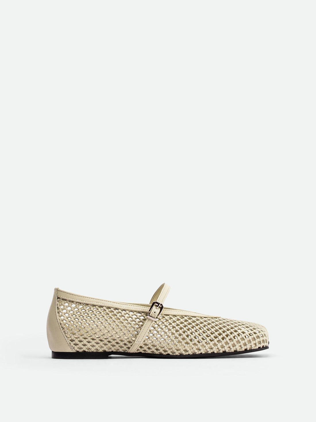 Lume Beige Perforated Leather Ballerinas - Side View - POEVE Collection