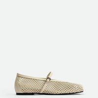 Lume Beige Perforated Leather Ballerinas - Side View - POEVE Collection