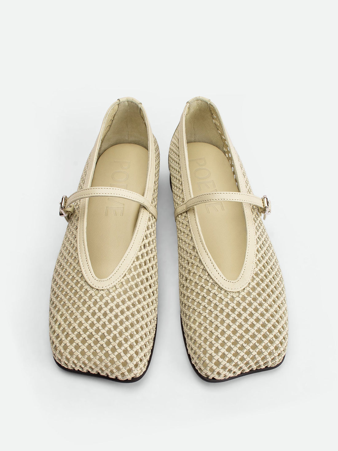 Lume Beige Perforated Leather Ballerinas - Top View - POEVE Collection