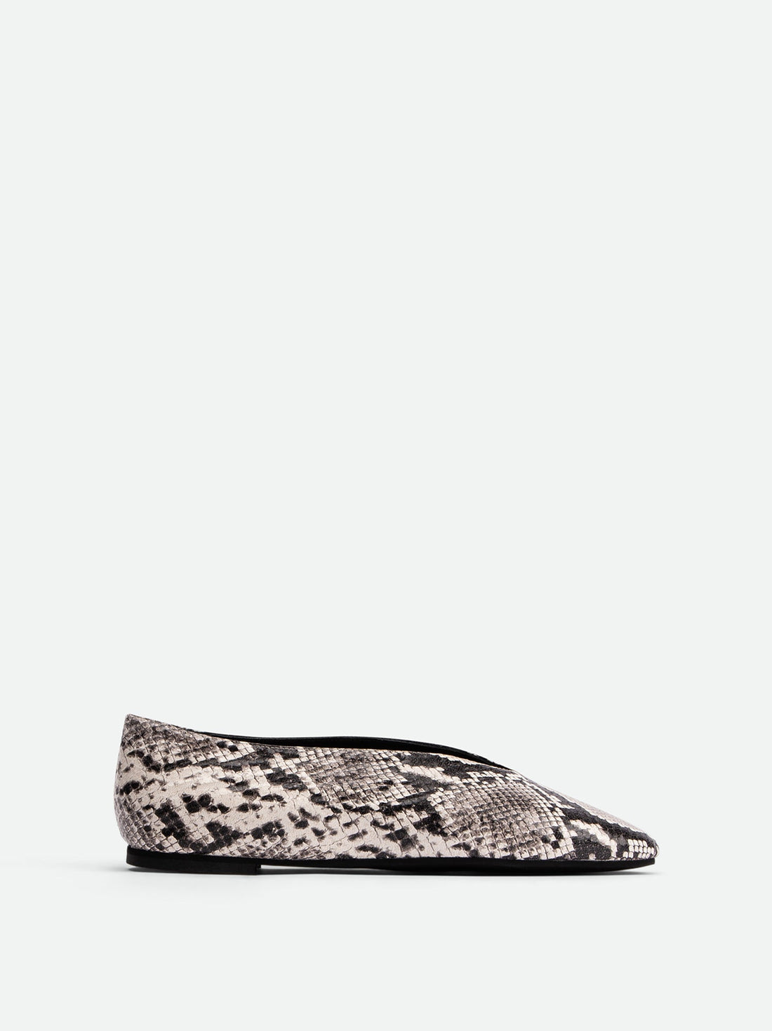 Reese Snake-Embossed Leather Ballet Flats – Side View – POEVE Collection