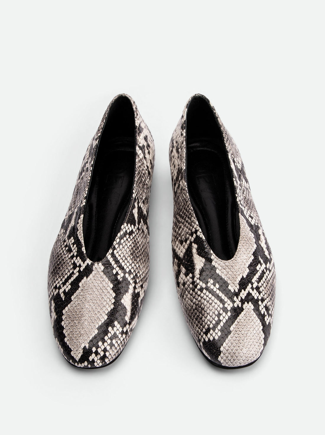 Reese Snake-Embossed Leather Ballet Flats – Top View – POEVE Collection