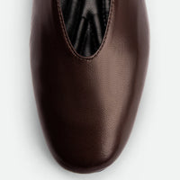 Reese Dark Brown Nappa Leather Ballet Flats – Toe Close-up View – POEVE Collection