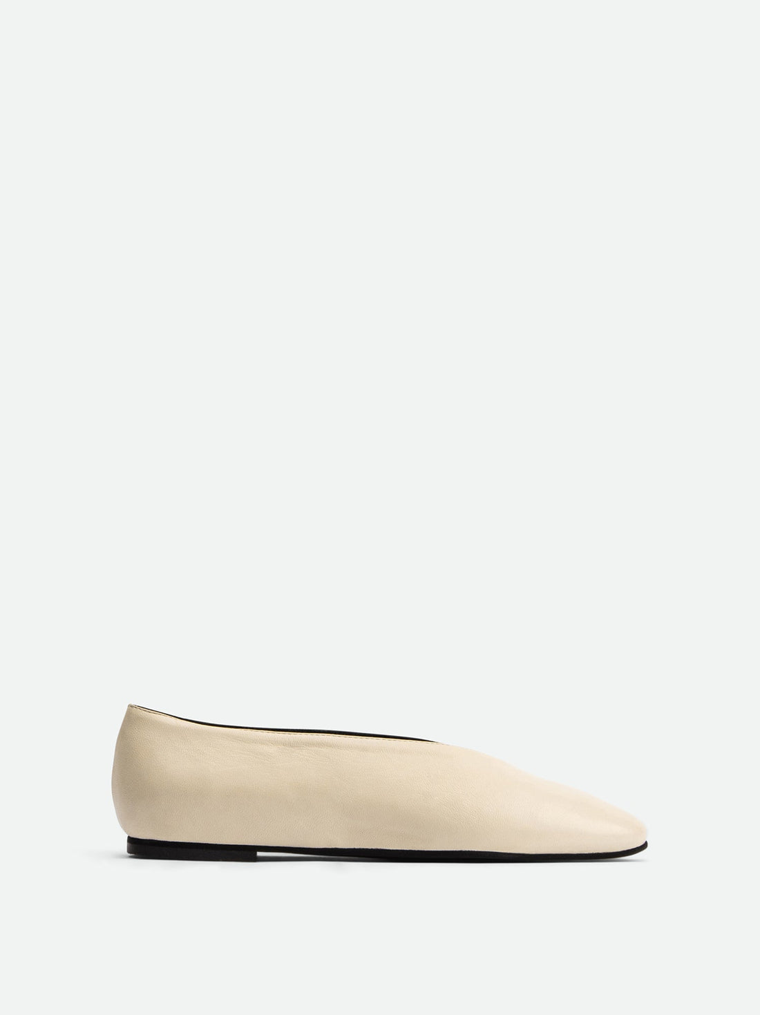 Reese Cream Nappa Leather Ballet Flats – Side View – POEVE Collection