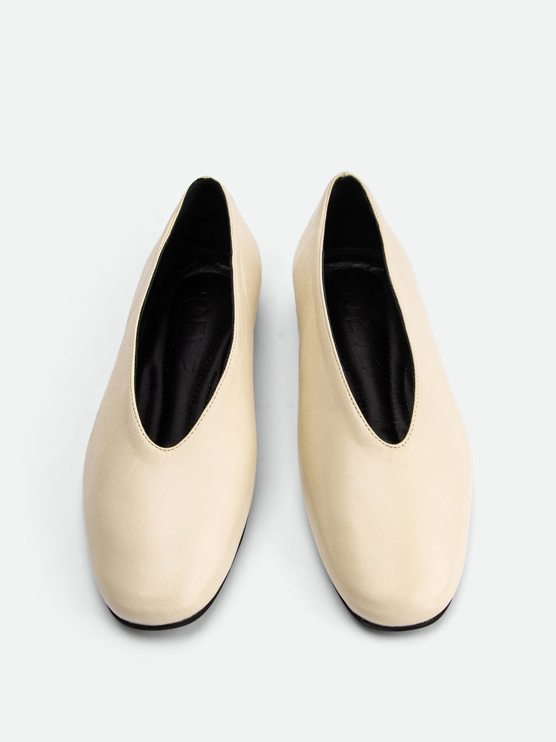 Reese Cream Nappa Leather Ballet Flats – Top View – POEVE Collection