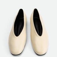 Reese Cream Nappa Leather Ballet Flats – Top View – POEVE Collection