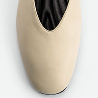 Reese Cream Nappa Leather Ballet Flats – Toe Close-up View – POEVE Collection
