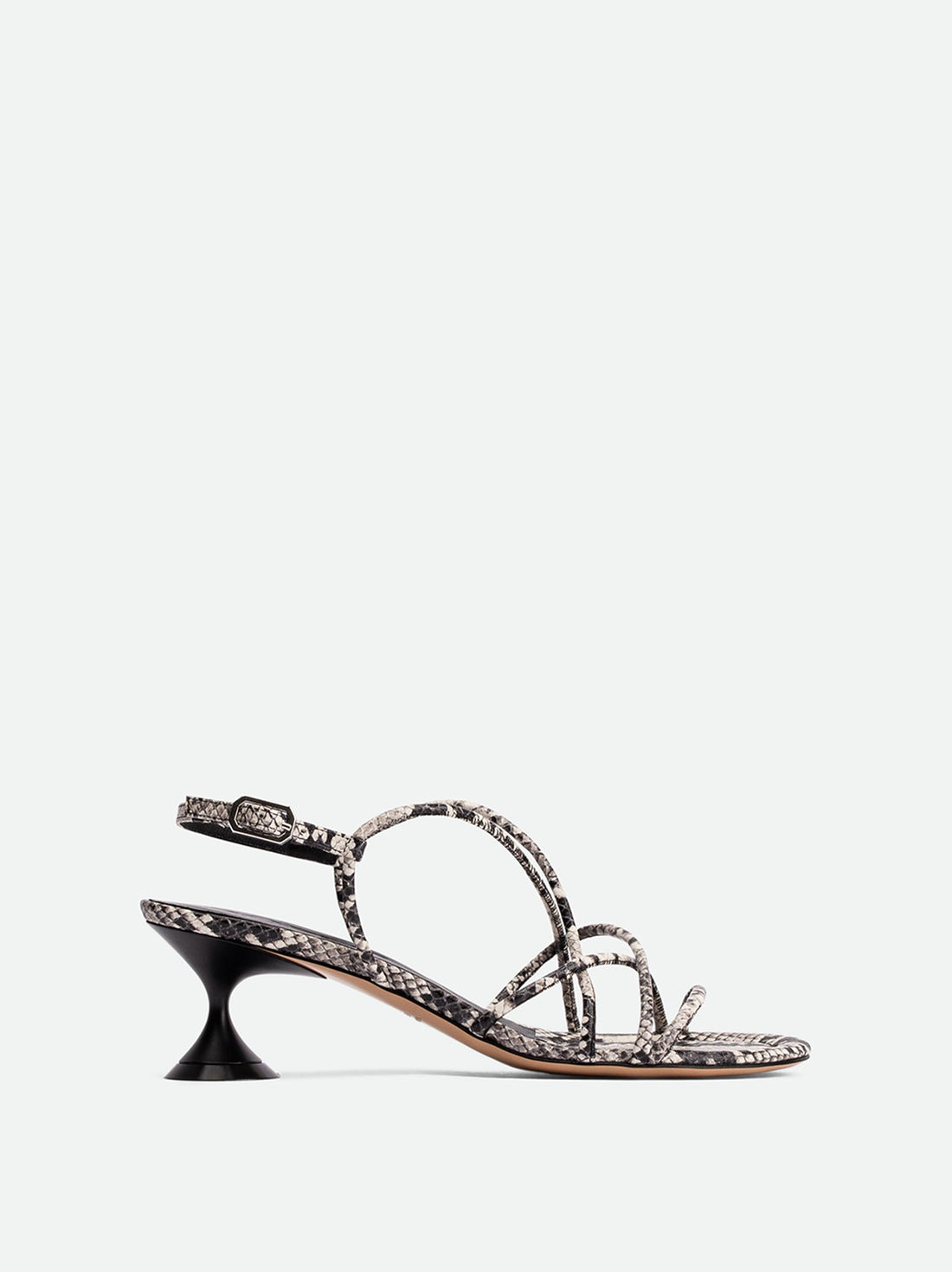 Lisan Snake-Print Leather Sandals - Side View - POEVE Collection