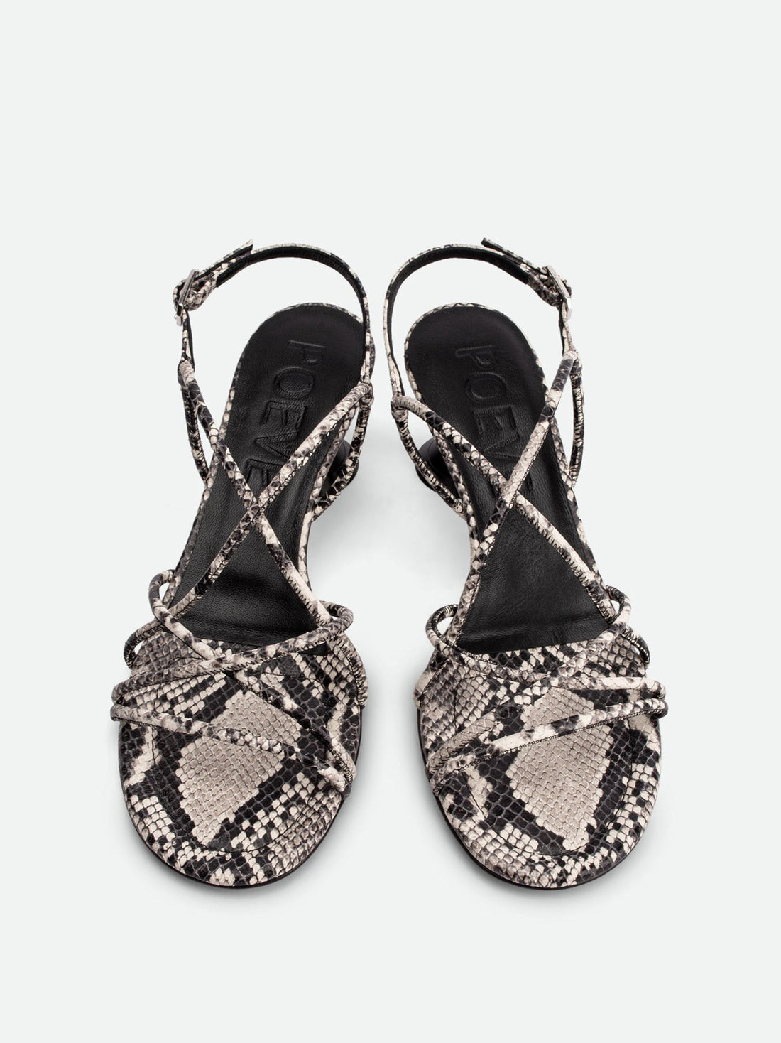 Lisan Snake-Print Leather Sandals - Top View - POEVE Collection