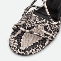 Lisan Snake-Print Leather Sandals - Toe Close-up View - POEVE Collection