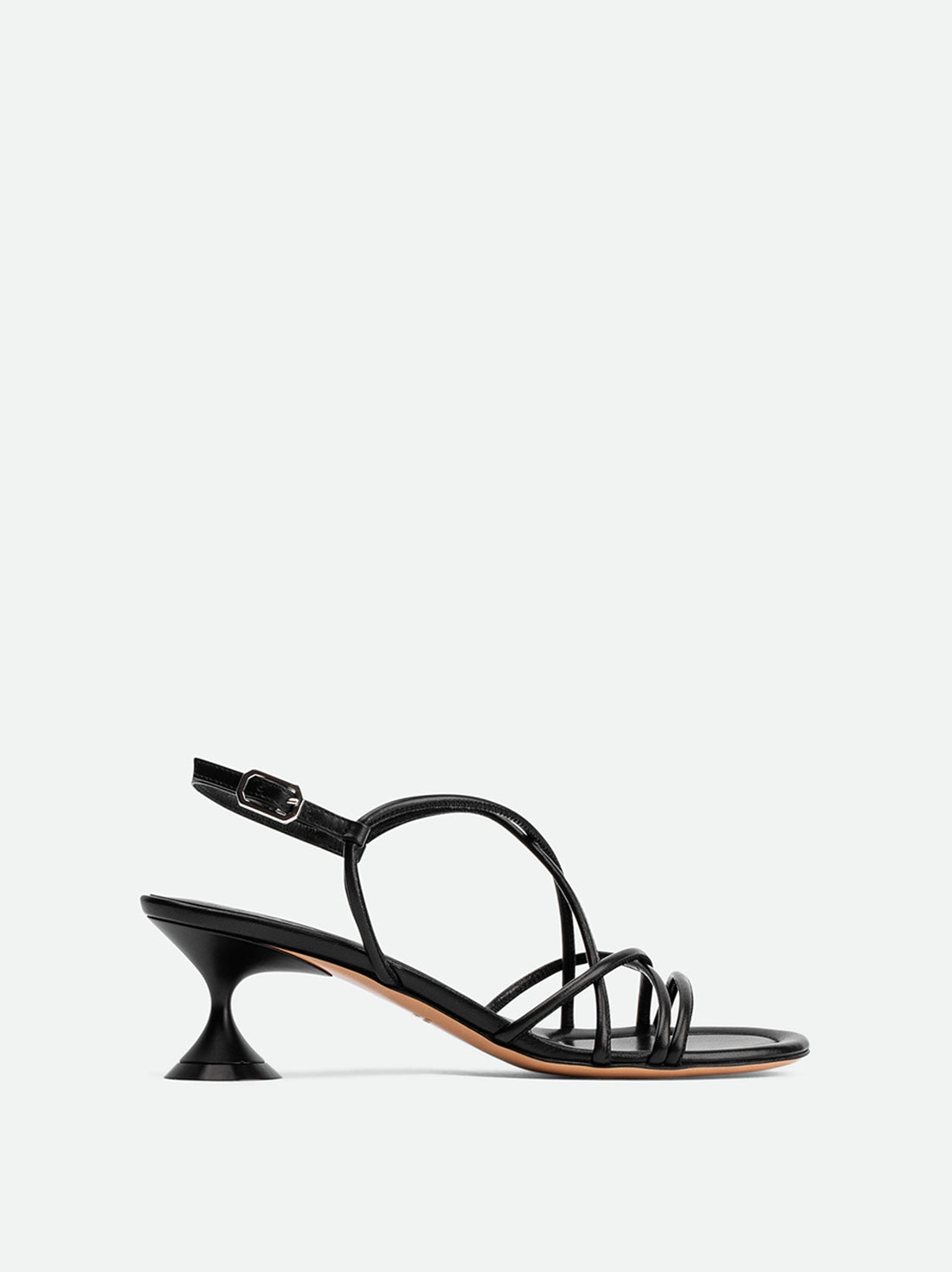 Lisan Black Leather Sandals - Side View - POEVE Collection