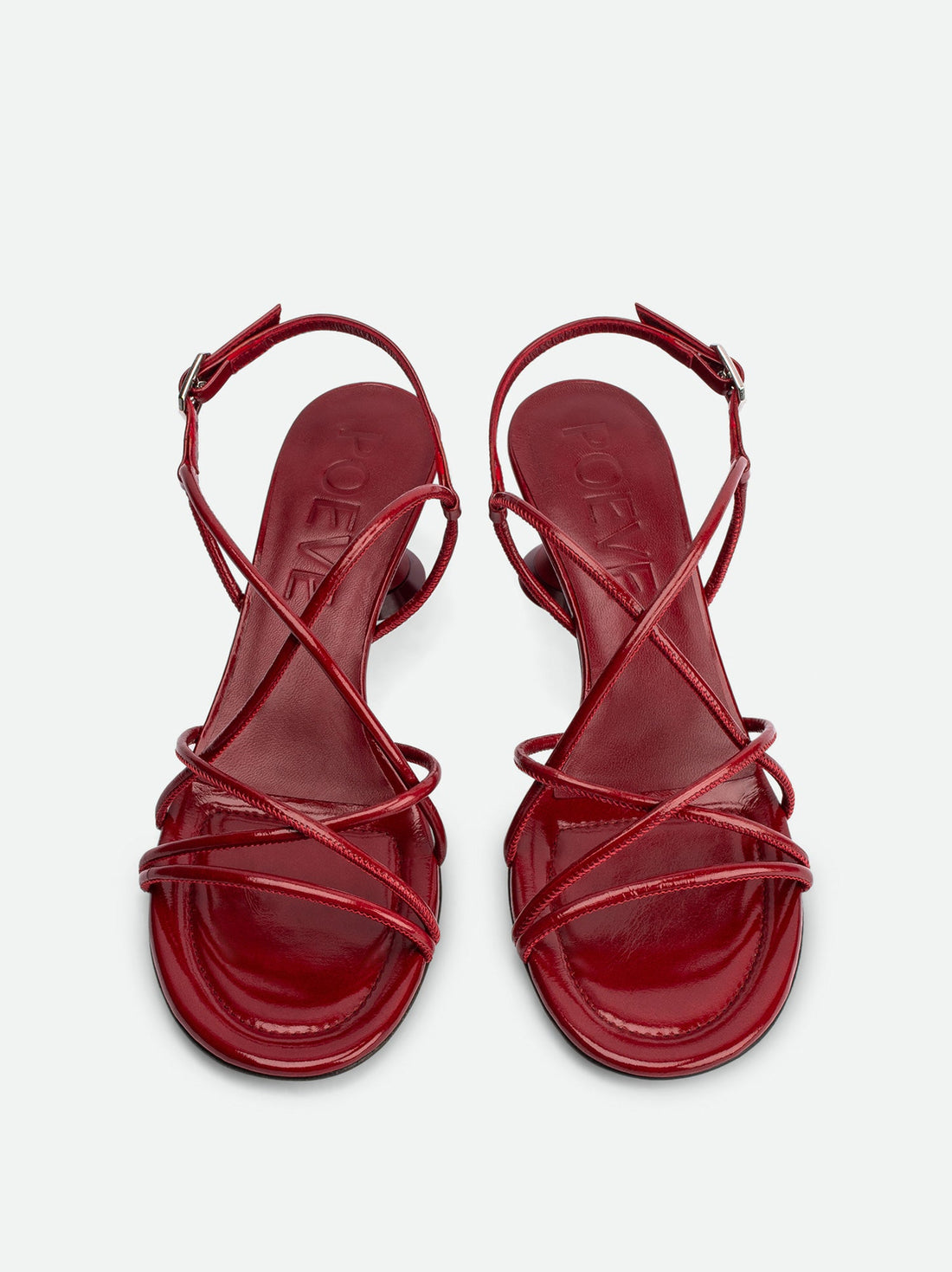 Lisan Red Patent Leather Sandals - Top View - POEVE Collection