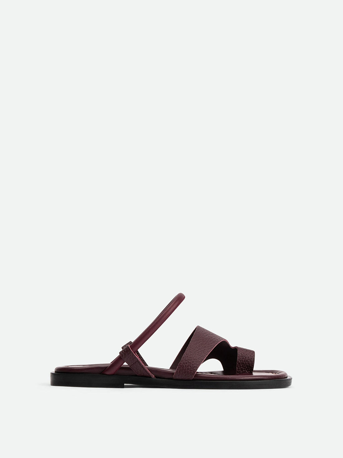 Jade Bordeaux Textured Leather Mules - Side View - POEVE Collection