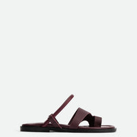 Jade Bordeaux Textured Leather Mules - Side View - POEVE Collection