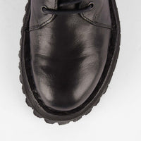 Wayne Black Leather Lace-up Ankle Boots - Toe Close-up View - POEVE Collection
