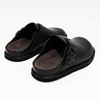 Osaka Black Leather Mules with Metal Buckle - Back View - POEVE Collection