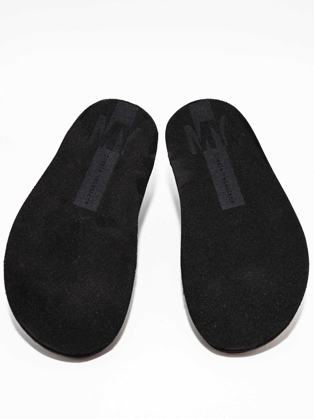Rory Black Leather Mules with Metal Buckles - Sole View - POEVE Collection