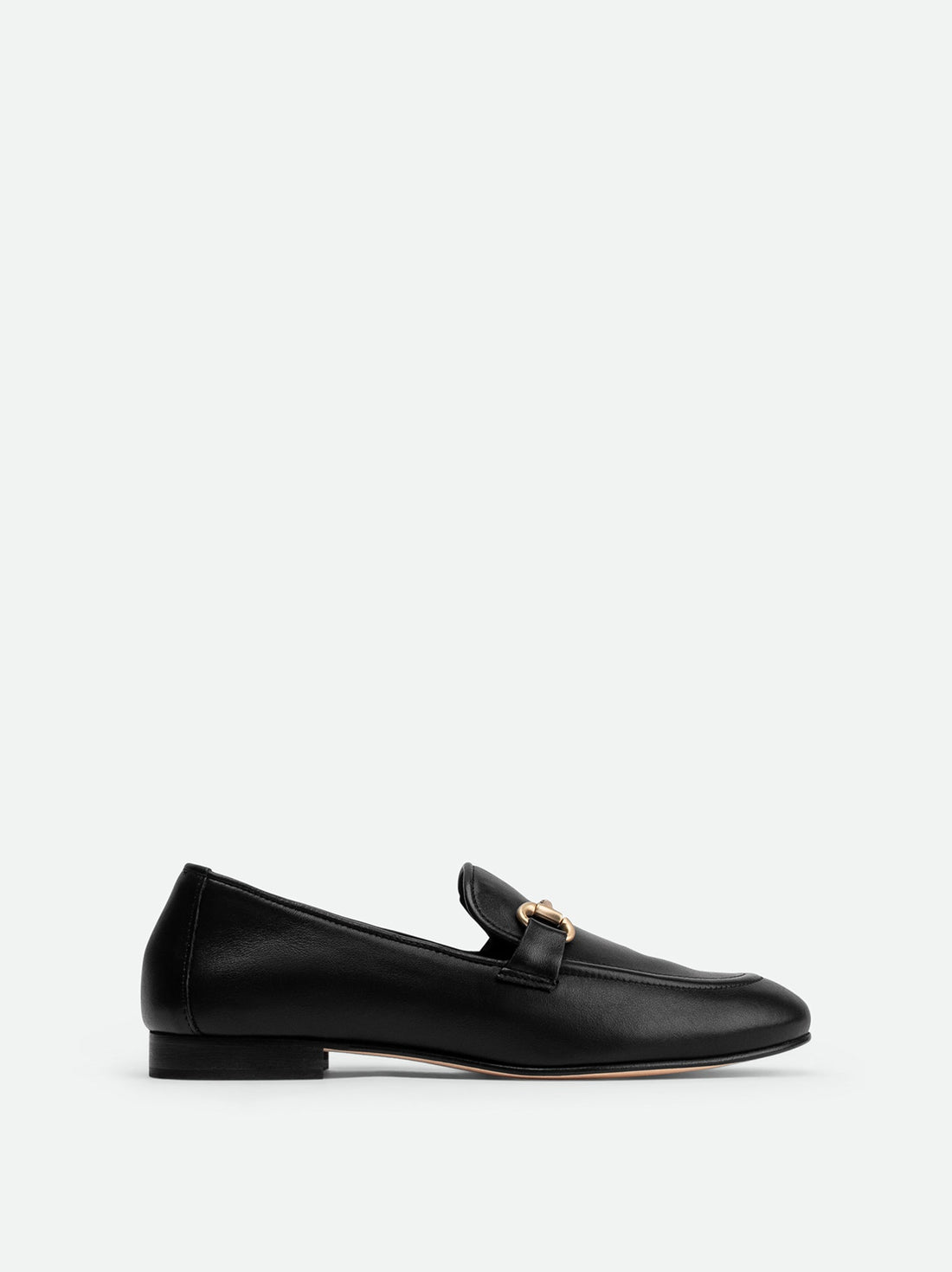 Elizabeth Black Leather Loafers - Side View - POEVE Collection