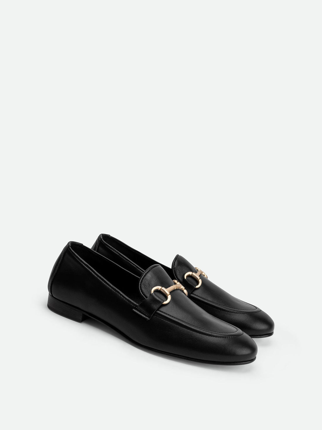 Elizabeth Black Leather Loafers - Angled Side View - POEVE Collection