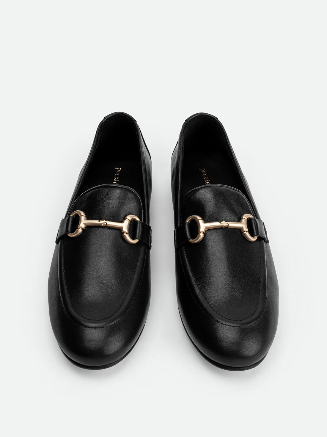 Elizabeth Black Leather Loafers - Top View - POEVE Collection