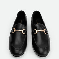 Elizabeth Black Leather Loafers - Top View - POEVE Collection