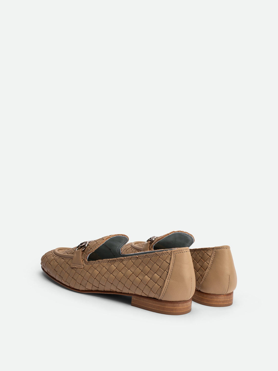 Elizabeth Beige Hand-Woven Leather Loafers - Back View - POEVE Collection