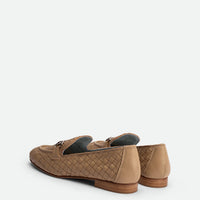 Elizabeth Beige Hand-Woven Leather Loafers - Back View - POEVE Collection