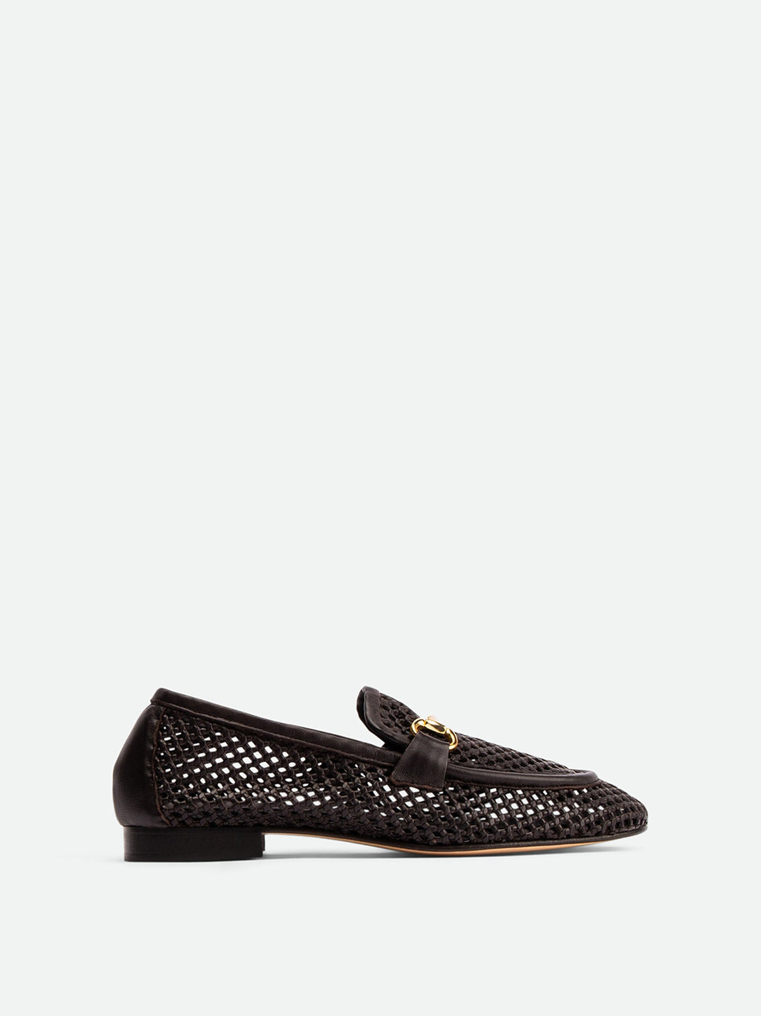 River Brown Perforated Leather Loafers with Metal Buckle - Side View - POEVE Collection