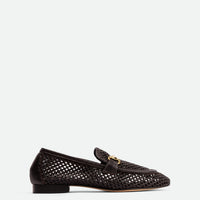 River Brown Perforated Leather Loafers with Metal Buckle - Side View - POEVE Collection