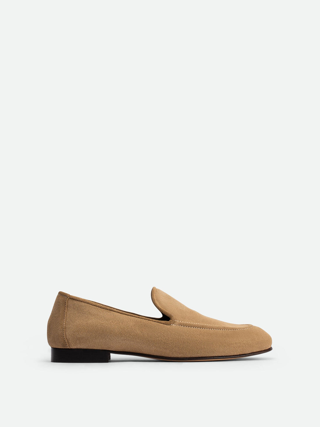 Debbie Beige Crust Leather Loafers - Side View - POEVE Collection