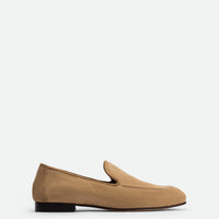 Debbie Beige Crust Leather Loafers - Side View - POEVE Collection