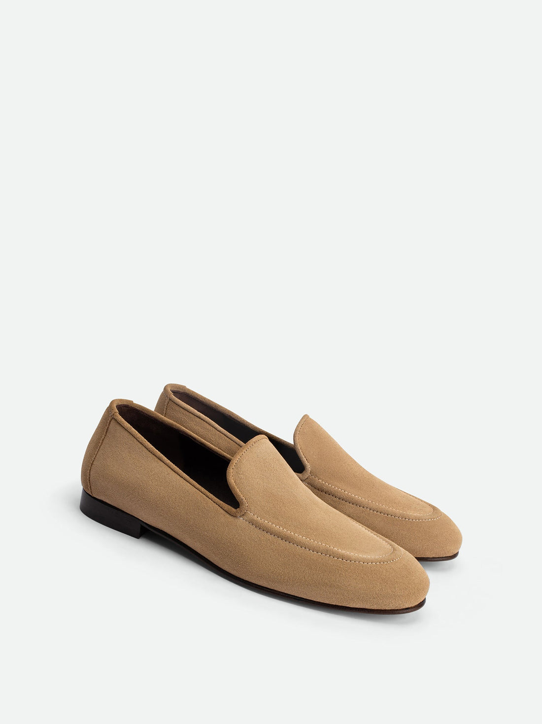 Debbie Brown Crust Leather Loafers - Angled Side View - POEVE Collection