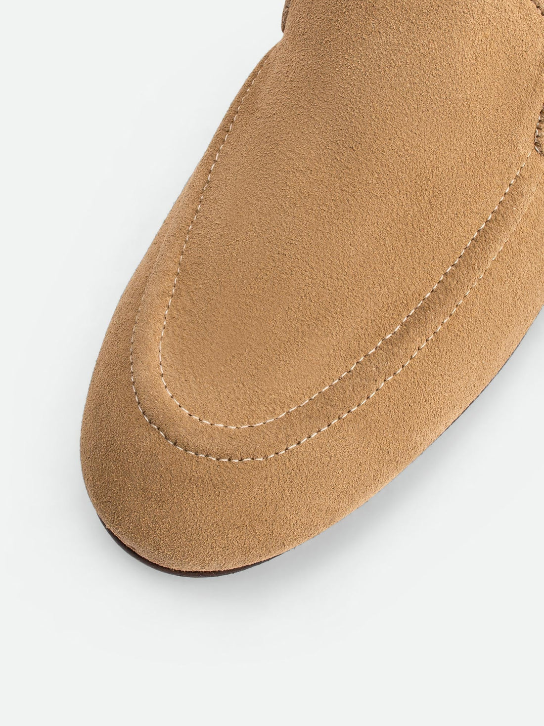 Debbie Brown Crust Leather Loafers - Toe Close-up View - POEVE Collection