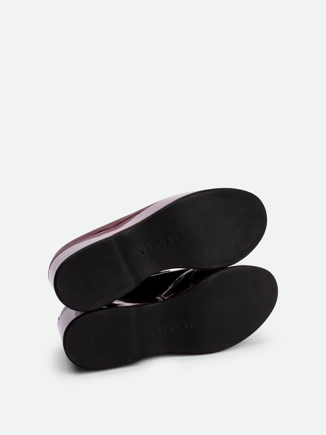 Paloma Cherry Patent Leather Platform Loafers - Sole View - POEVE Collection