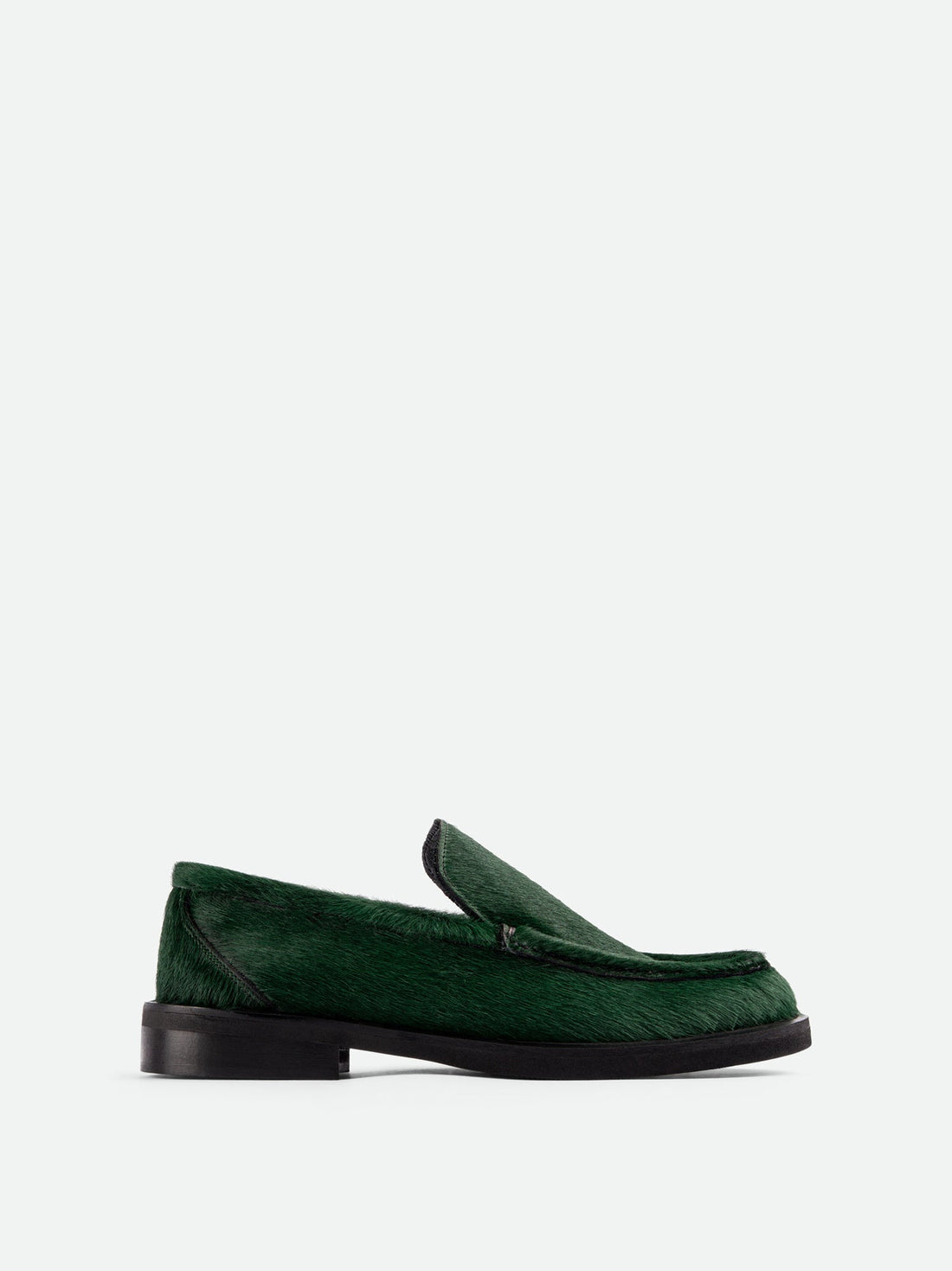 Dannie Green Cavallino Leather Loafers – Side View – POEVE Collection