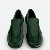 Dannie Green Cavallino Leather Loafers – Top View – POEVE Collection