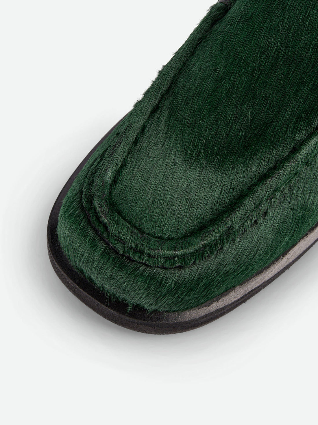 Dannie Green Cavallino Leather Loafers – Toe Close-Up View – POEVE Collection