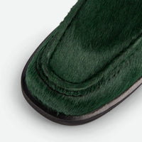 Dannie Green Cavallino Leather Loafers – Toe Close-Up View – POEVE Collection
