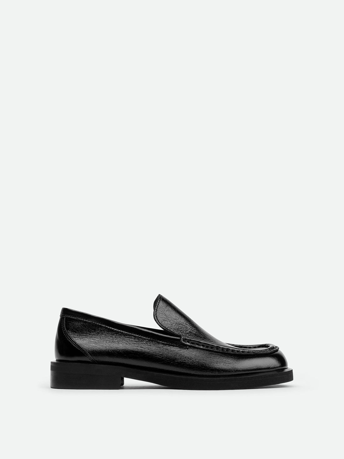 Dannie Black Leather Loafers – Side View – POEVE Collection