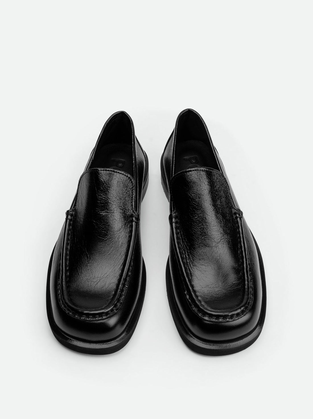 Dannie Black Leather Loafers – Top View – POEVE Collection