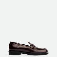Senna Dark Brown High-Gloss Crinkled Leather Loafers – Side View – POEVE Collection