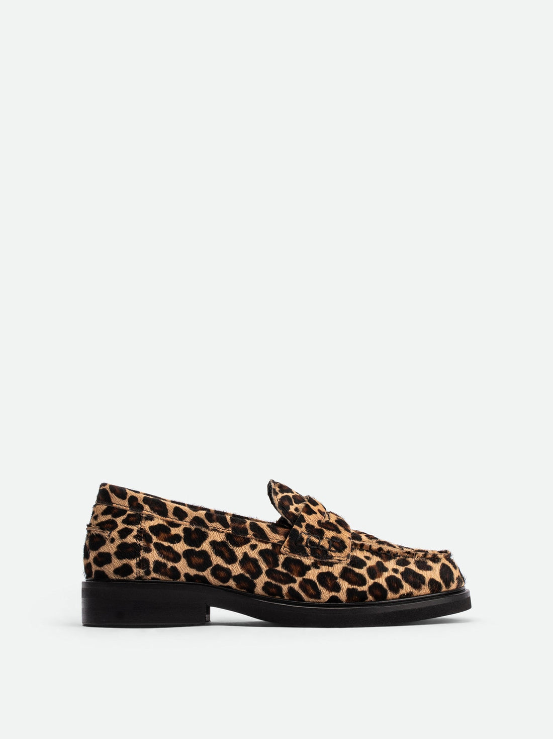 Ollie Spotted Hairy Leather Penny Loafers - Side View - POEVE Collection