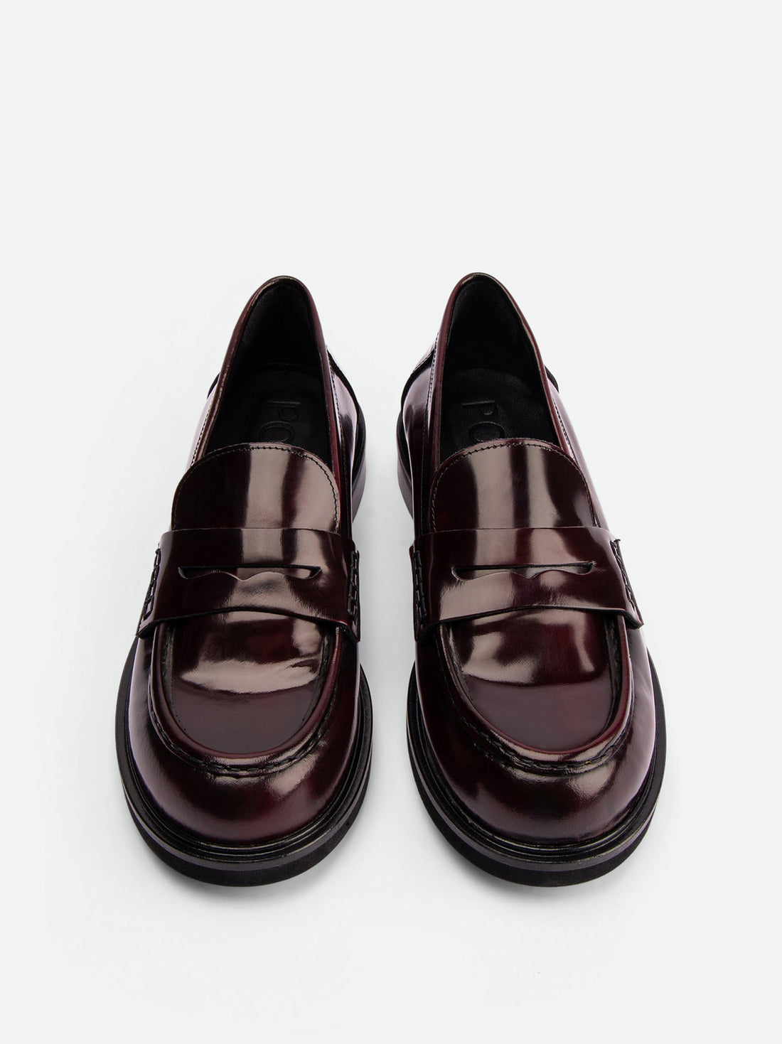 Ahri Bordeaux Brushed Leather Penny Loafer – Top View – POEVE Collection